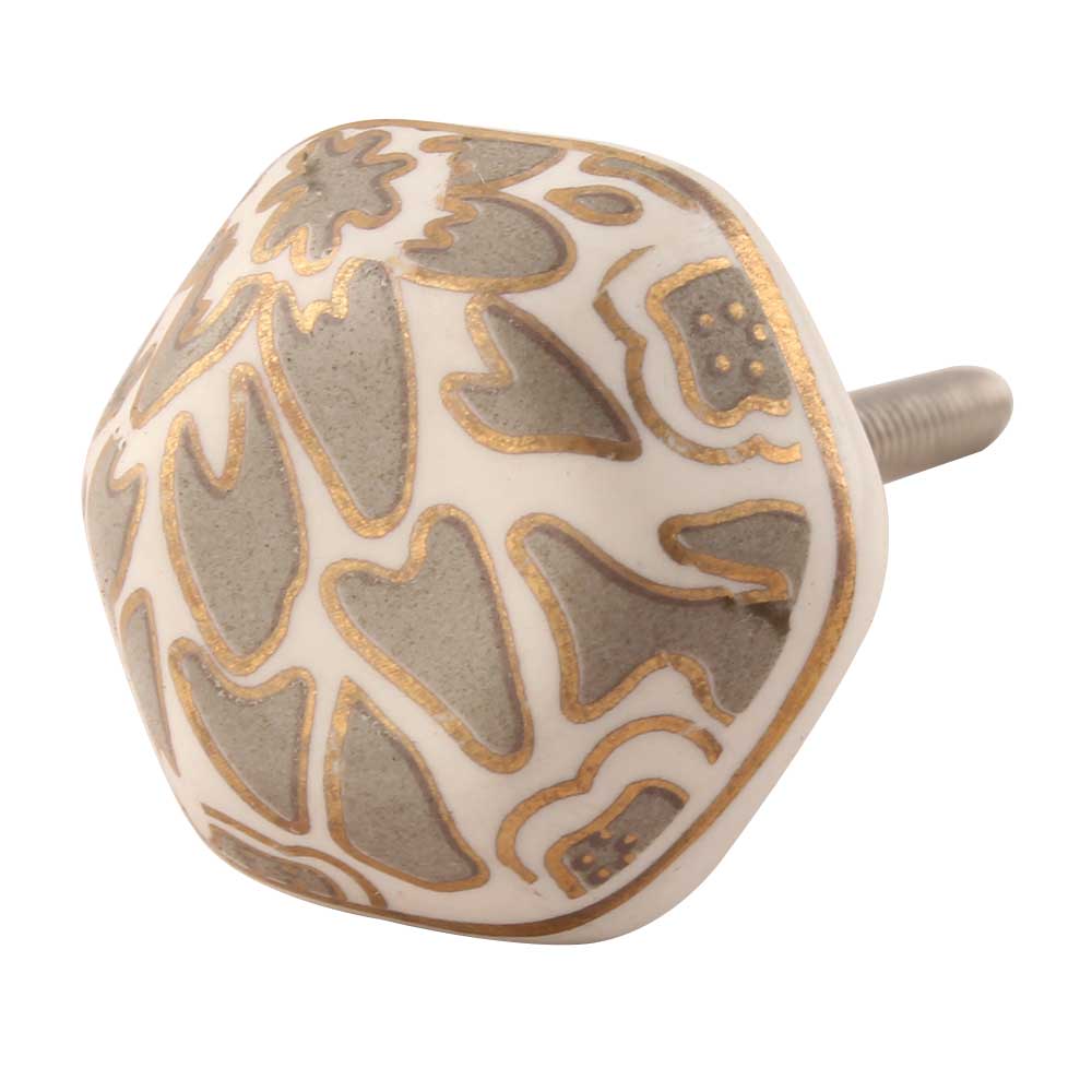 Grey Hexagon Small Ceramic Drawer Knobs